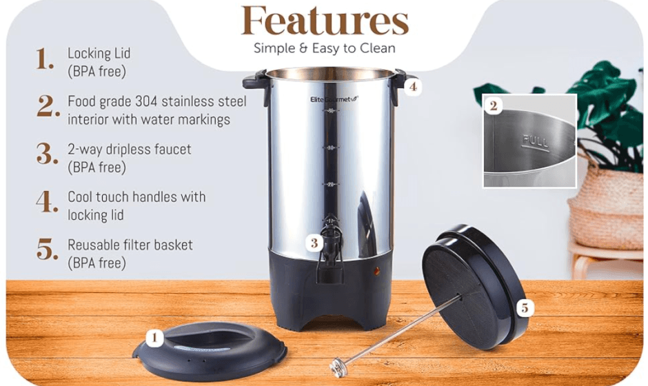 Elite Gourmet CCM040 40 Cup Electric Coffee Maker featured image
