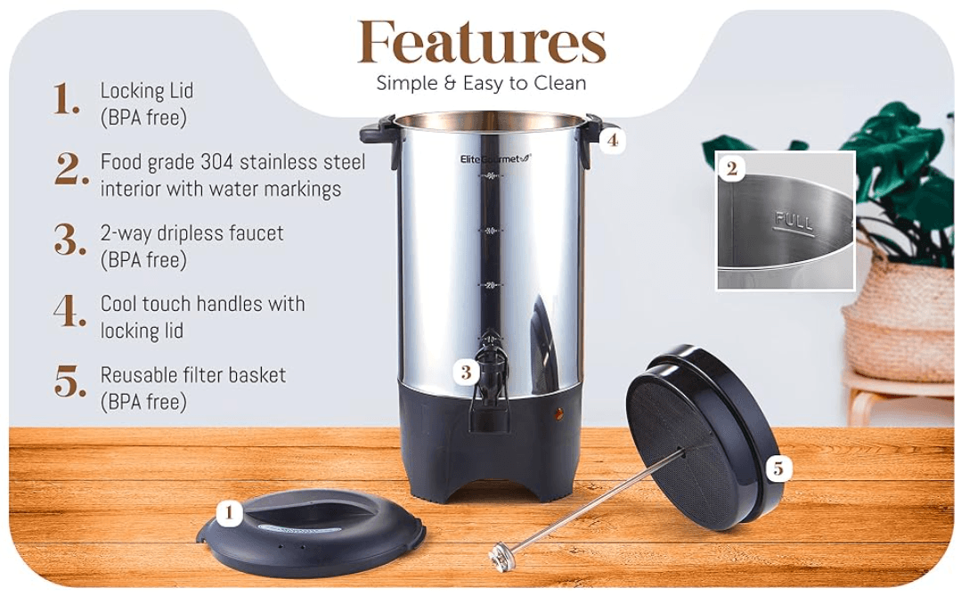 Elite Gourmet CCM040 40 Cup Electric Coffee Maker Urn Instruction Manual