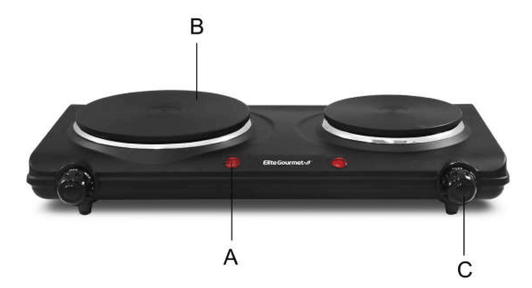Elite Gourmet EDB-302BF Countertop Double Buffet Iron Burner 1