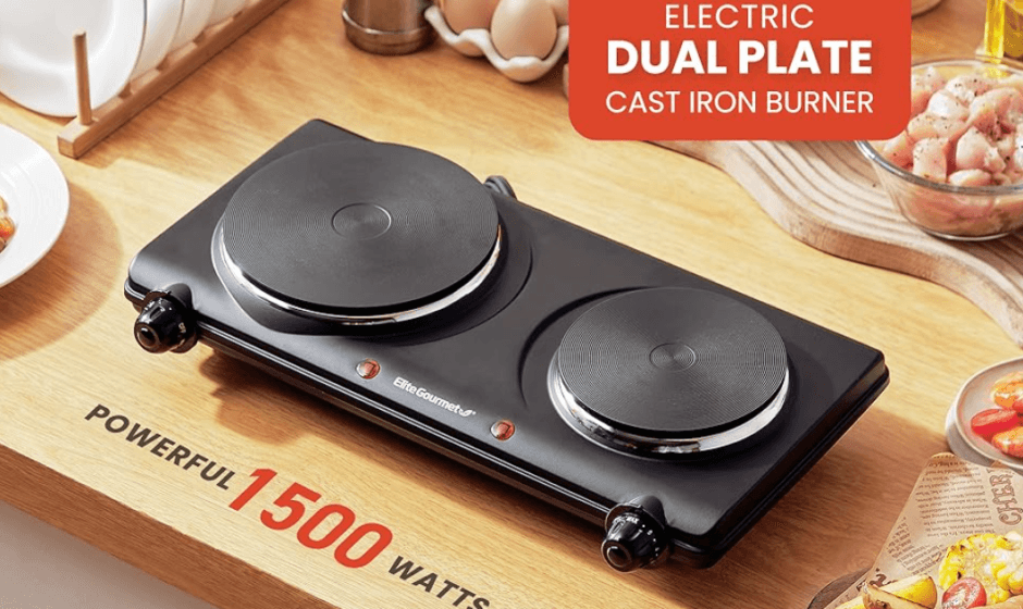 Elite Gourmet EDB-302BF Countertop Double Buffet Iron Burner featured image