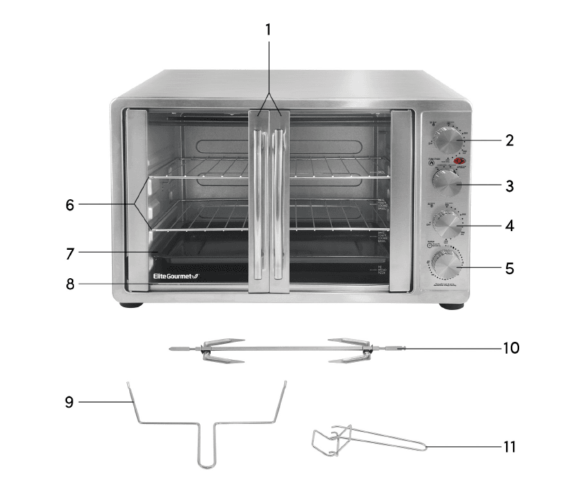 Elite Gourmet ETO-4510M French Door Convection Toaster Oven Instruction Manual Elite Gourmet ETO-4510M French Door Convection Toaster Oven 1