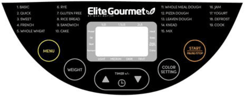 Elite Gourmet EBM8103B Programmable Bread Maker Manual-2