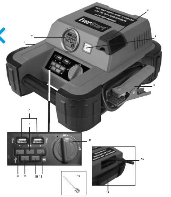 EverStart JUS750CE 750 Amps jump starter with compressor 1