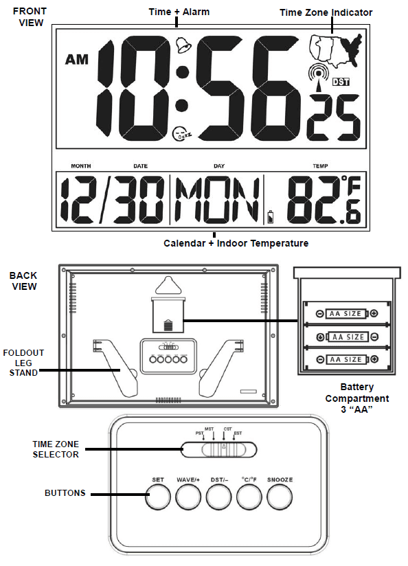 La Crosse Technology 513-1211 Atomic Digital Clock User Manual-1