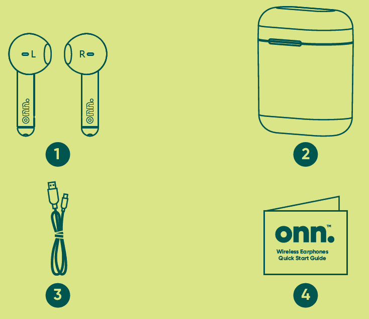 Onn Wireless Earphones Quick Start 1
