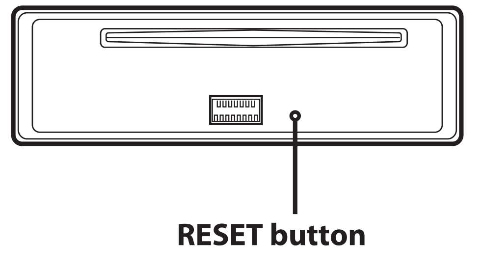 e — Initial System Start-Up Be sure to press the RESET button when using the unit for the first time, after changing the car battery, etc. 1 Turn off the unit power. 2 Remove the detachable front panel. 3 Press RESET with a ballpoint pen or similar pointed object.