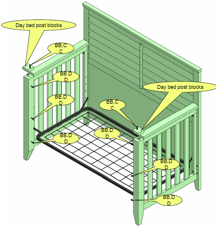 Bassett 5525-0521 Convertible Crib Assembly Instructions-12