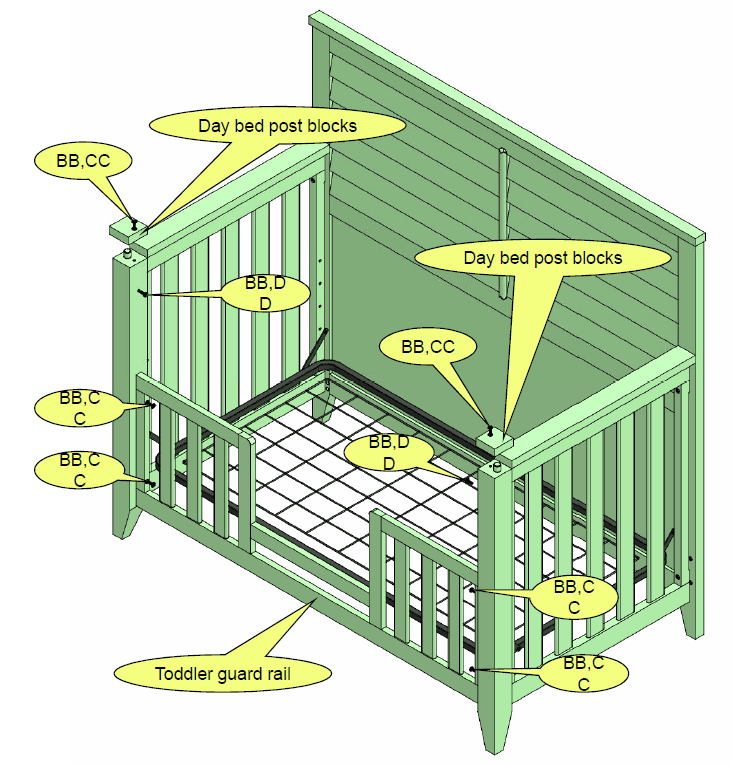 Bassett 5525-0521 Convertible Crib Assembly Instructions-13