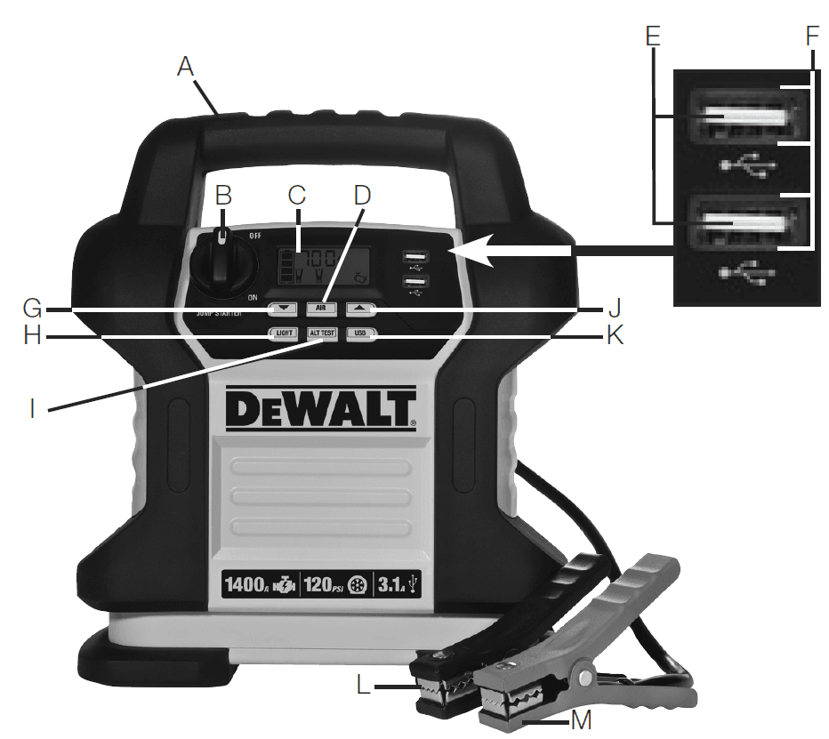 DeWALT DXAEJ14 Jump Starter with Digital Compressor User Manual-1