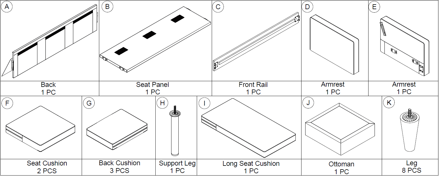 Dorel Home Products 2489429LO Sectional Sofa Instruction Manual-2