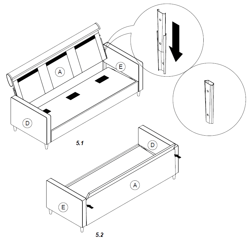 Dorel Home Products 2489429LO Sectional Sofa Instruction Manual-7