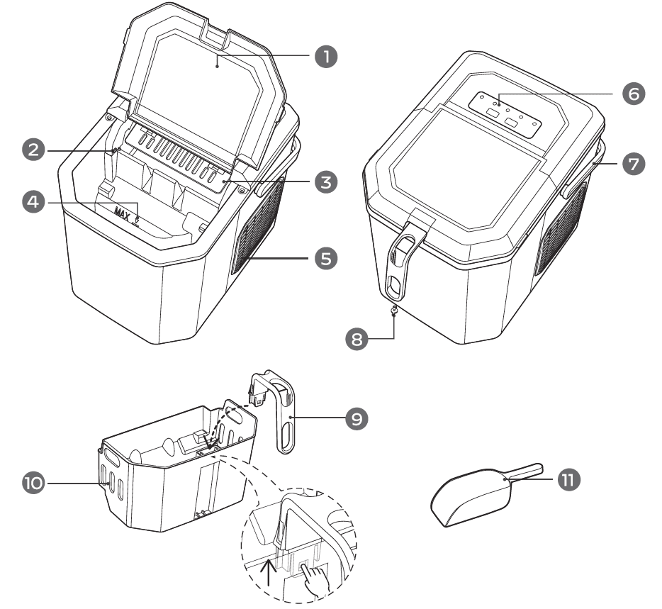 Silonn SLIM21B Countertop Bullet Ice Maker Manual-2