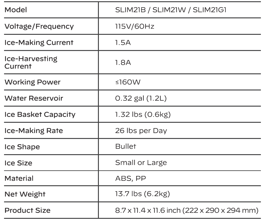 Silonn SLIM21B Countertop Bullet Ice Maker Manual-25
