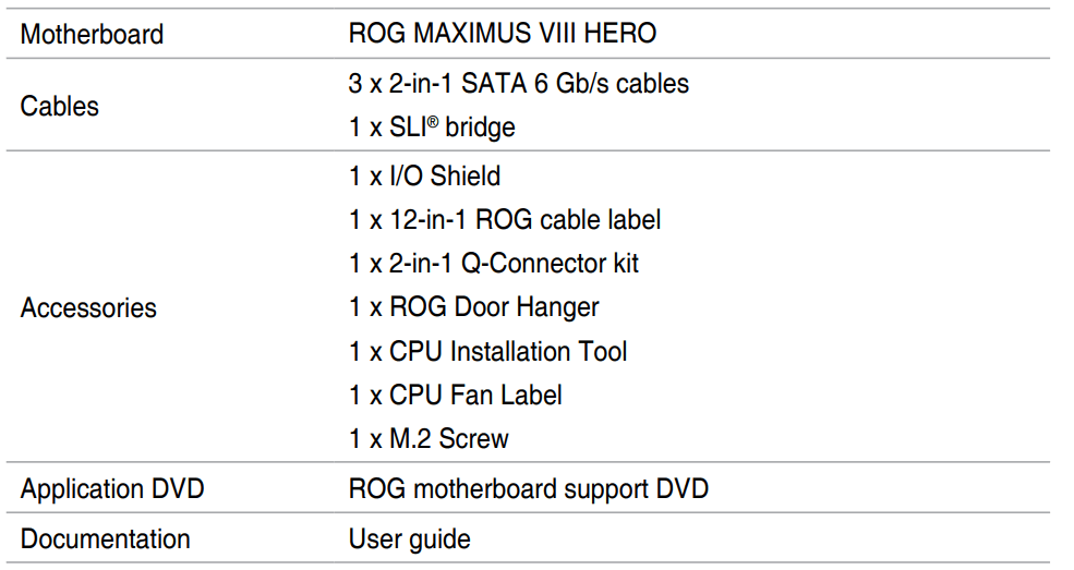ASUS Maximus VIII Hero Alpha ATX Motherboard User Manual ASUS Maximus VIII Hero Alpha ATX Motherboard 1 TABLE