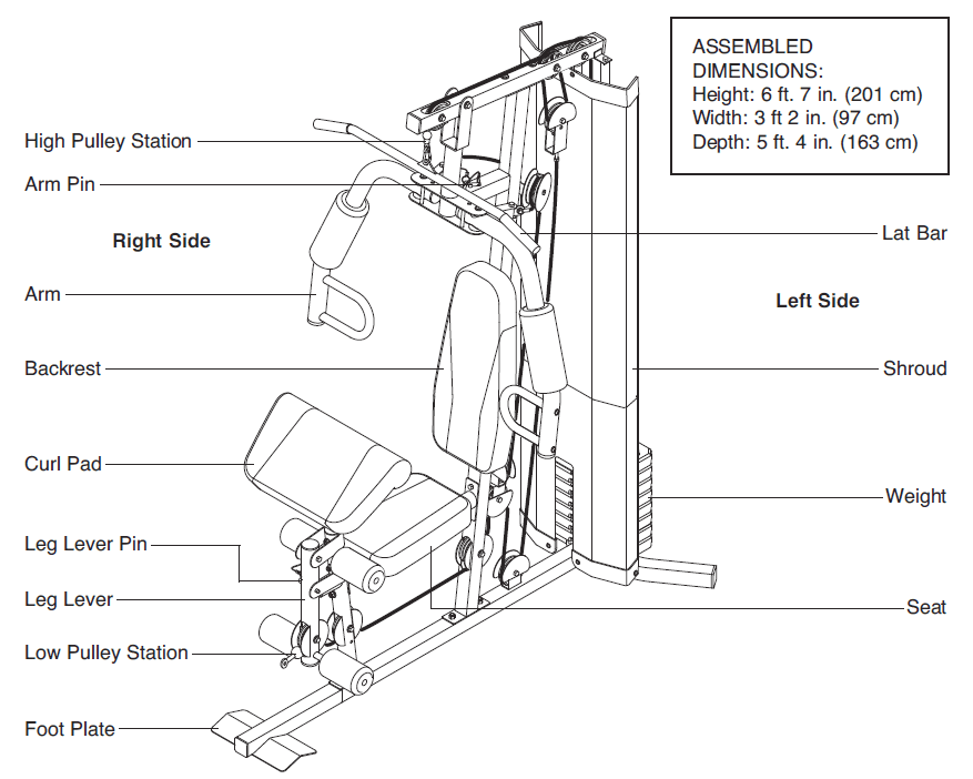 Gold's Gym XR 45 Home Gym User Manual-2