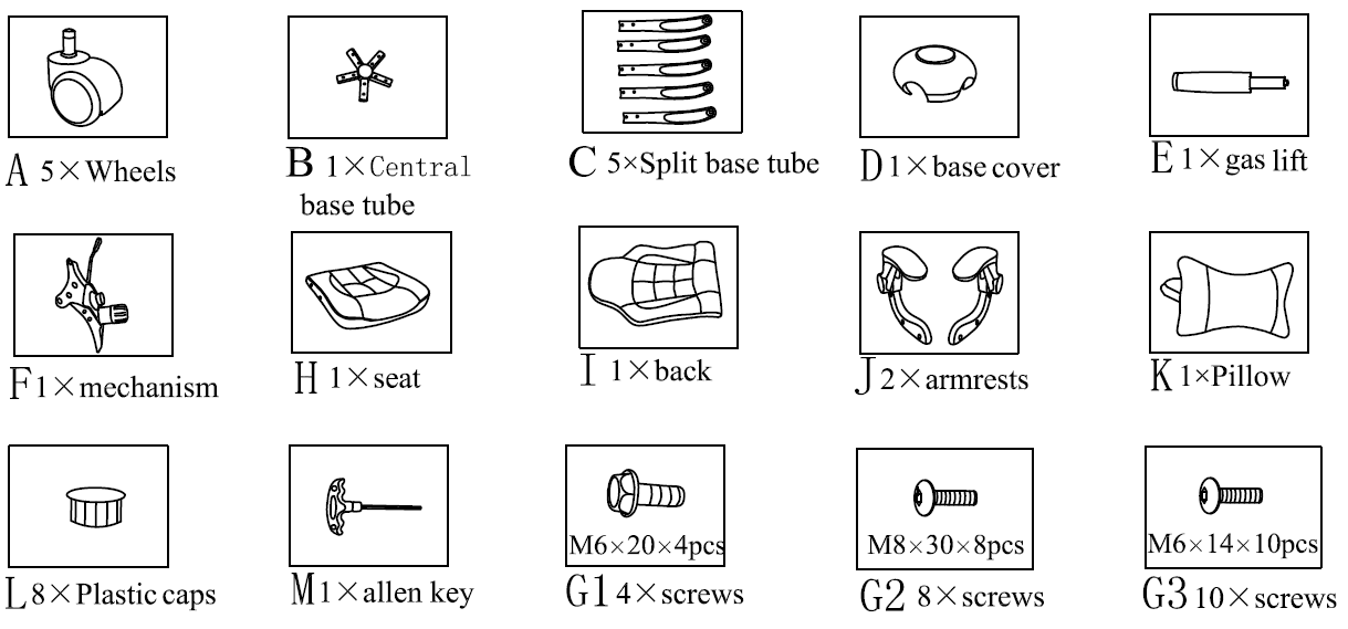BestOffice High-Back Gaming Chair Assembly Instructions-1