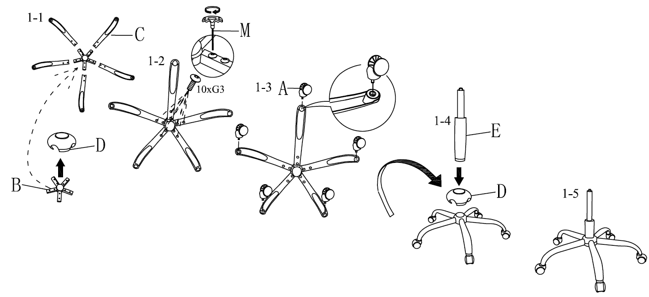 BestOffice High-Back Gaming Chair Assembly Instructions-2