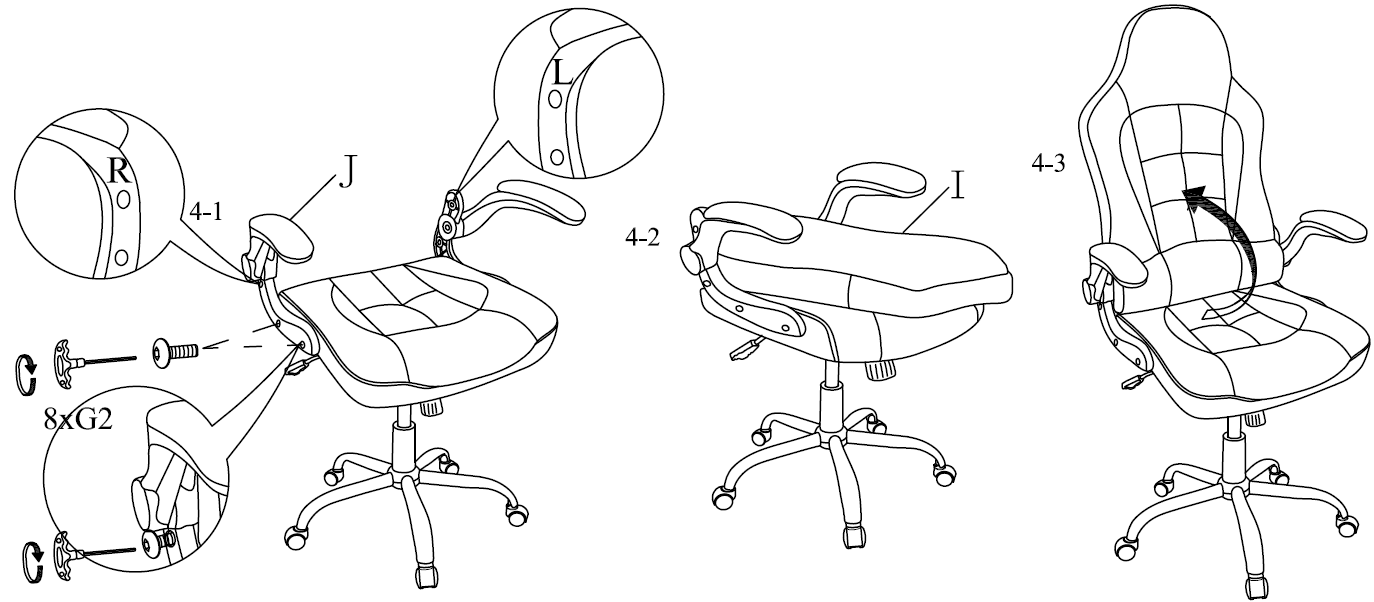 BestOffice High-Back Gaming Chair Assembly Instructions-5