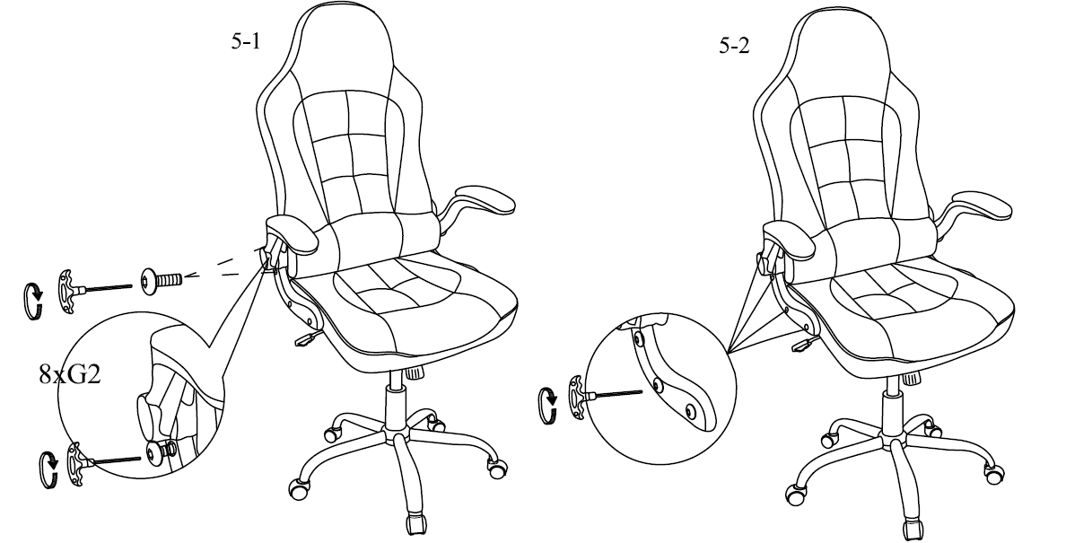 BestOffice High-Back Gaming Chair Assembly Instructions-6