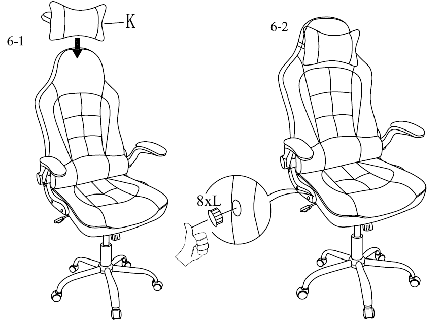 BestOffice High-Back Gaming Chair Assembly Instructions-7