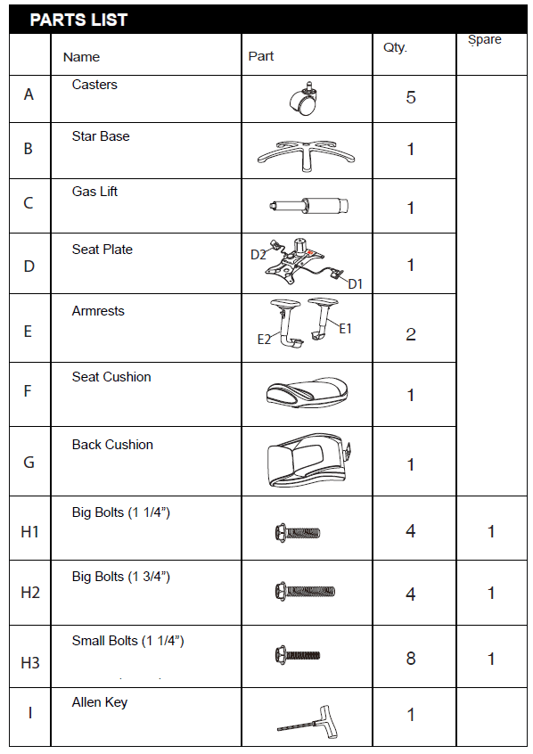 True Innovations SHAQUILLE O NEAL Nereus XXL Office Chair Assembly Instructions-1