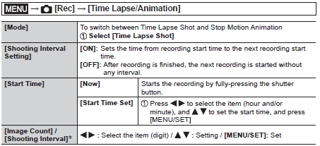 time lapse table