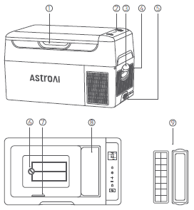 AstroAI G22 12 Volt Car Refrigerator-Diagram