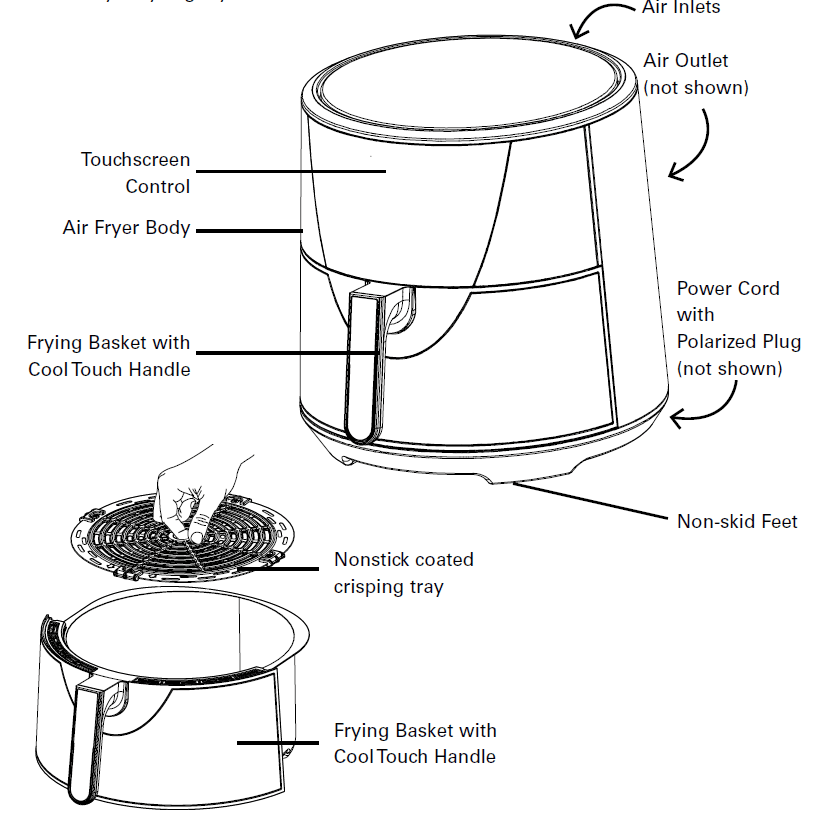 Bella Pro Series 8Qt Touchscreen Digital Air Fryer User Manual-1
