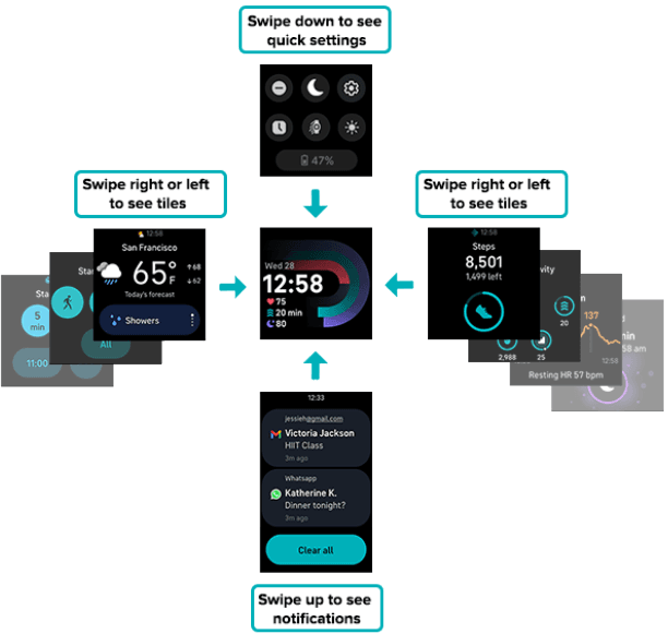Fitbit Versa 4 Health-Fitness Smartwatch User Manual Fitbit Versa 4 Health-Fitness Smartwatch-basic navigation