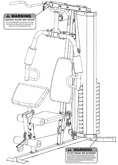 Impex MARCY MWM-990 150lb Stack Home Gym-warning