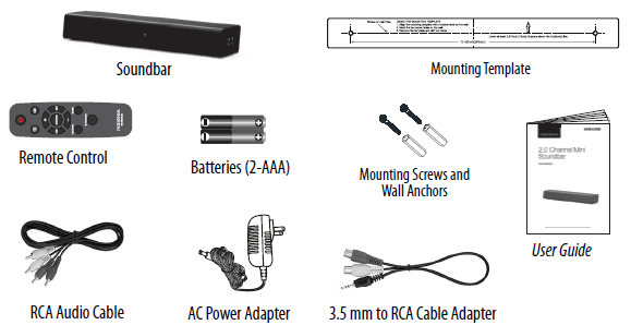 Insignia NS-HMSB20 2-Channel Mini Soundbar-contents