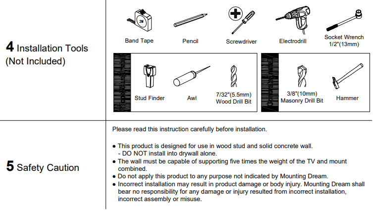 Mounting Dream MD2268 UL Listed TV Mount Installation Manual Mounting Dream MD2268 UL Listed TV Mount-2