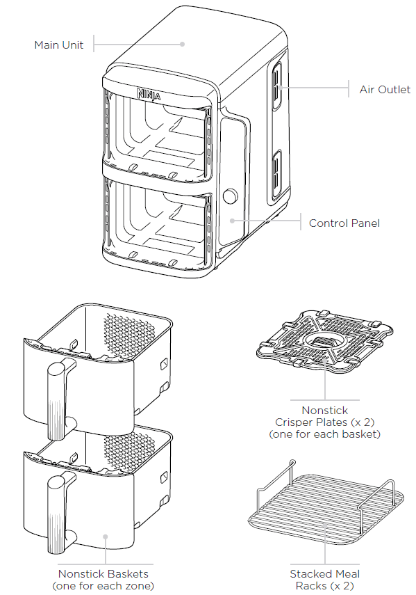 Ninja SL401 DoubleStack XL 10QT 2-Basket Air Fryer User Manual-1