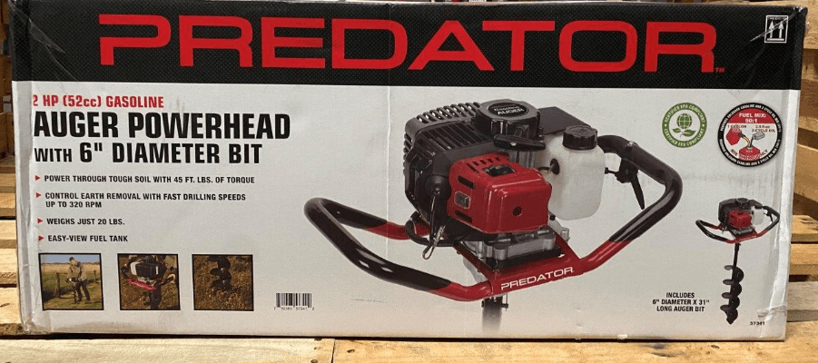 PREDATOR 57341 2-HP 52cc Gasoline Auger Powerhead with 6 Inch Bit-featured
