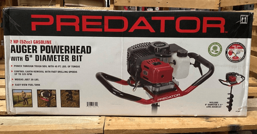 PREDATOR 57341 2-HP 52cc Gasoline Auger Powerhead with 6 Inch Bit Manual