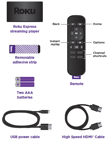 Roku Express HD Streaming Device-contents