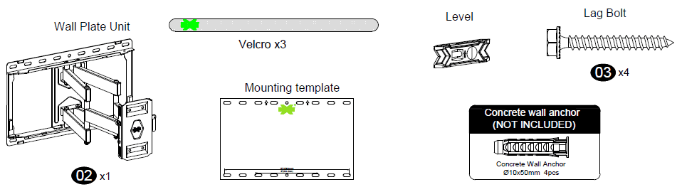 USX Mount XML008 Full Motion TV Wall Mount-parts 2