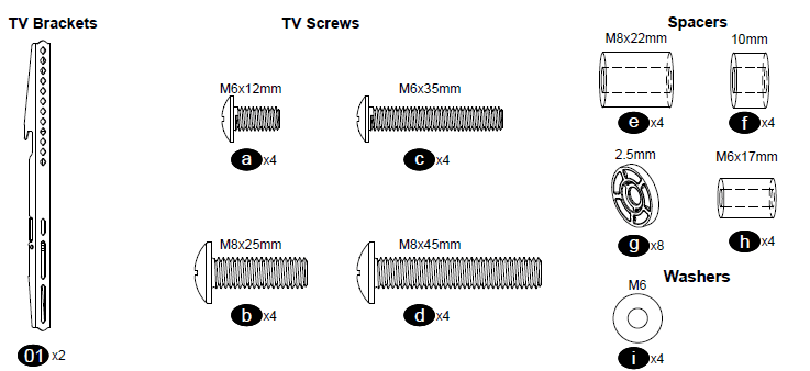 USX Mount XML008 Full Motion TV Wall Mount-parts