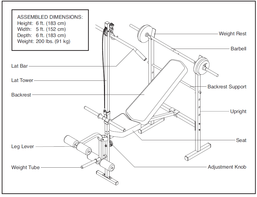 Weider Pro 125 Home Gym Weight Bench User Manual-12