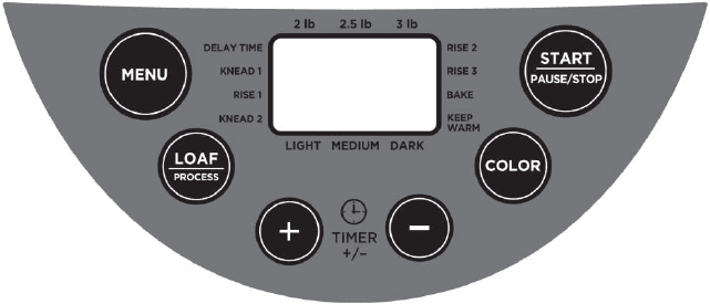 West Bend 47413 Hi-Rise Programmable Bread Maker Machine-control panel