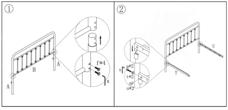 Yaheetech 634F Full Zize Victorian Vintage Style Metal Bed Frame Instruction Manual-2