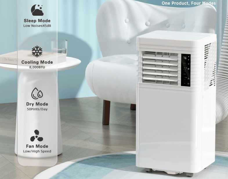 ZAFRO 8000 BTU Portable 4-Modes Air Conditioner Instructions Manual