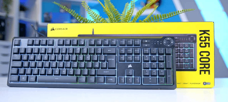 Corsair K55 CORE RGB Membrane Wired Gaming Keyboard-featured