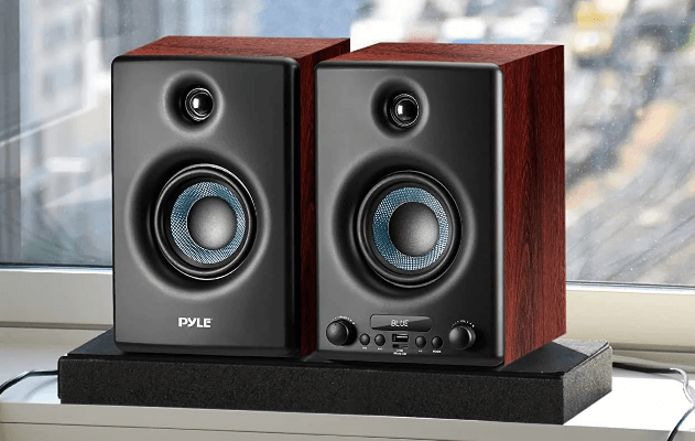 Pyle PBKSP33BK HiFi Active Bookshelf Speaker-featured