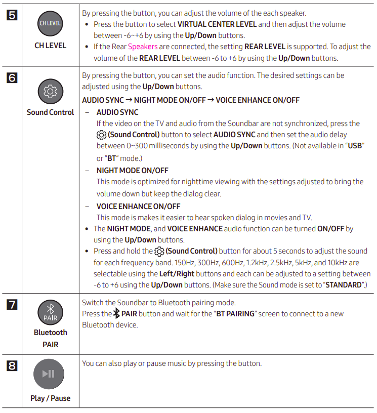 SAMSUNG HW-B57C B-Series Soundbar User Manual SAMSUNG HW-B57C B-Series Soundbar-8