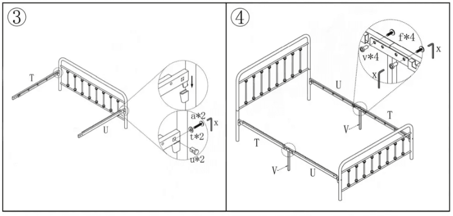 Yaheetech 634F Full Zize Victorian Vintage Style Metal Bed Frame Instruction Manual-3