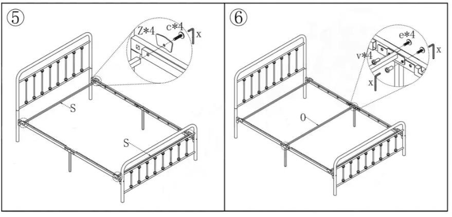 Yaheetech 634F Full Zize Victorian Vintage Style Metal Bed Frame Instruction Manual-4