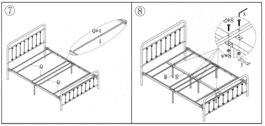 Yaheetech 634F Full Zize Victorian Vintage Style Metal Bed Frame Instruction Manual-5