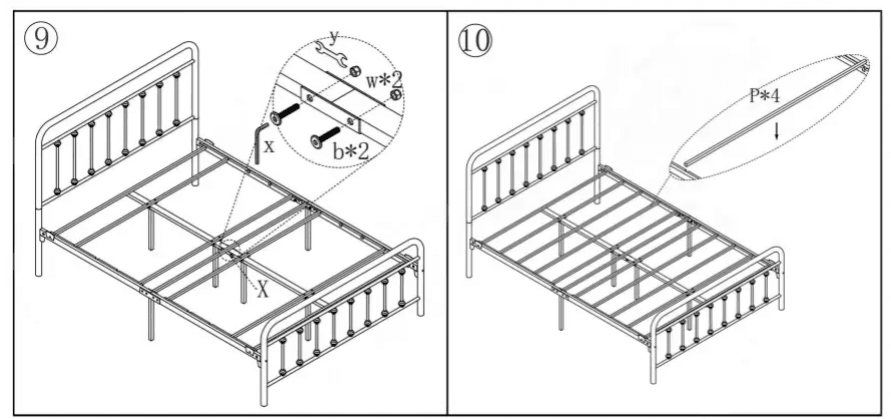 Yaheetech 634F Full Zize Victorian Vintage Style Metal Bed Frame Instruction Manual-6