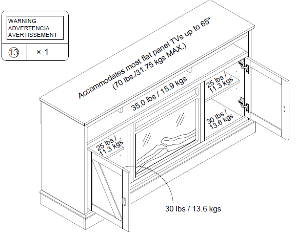 Ameriwood Home Ashton Lane Fireplace TV Stand-4